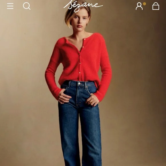 Sezane Gaspard red cardigan - Picture 2 of 5